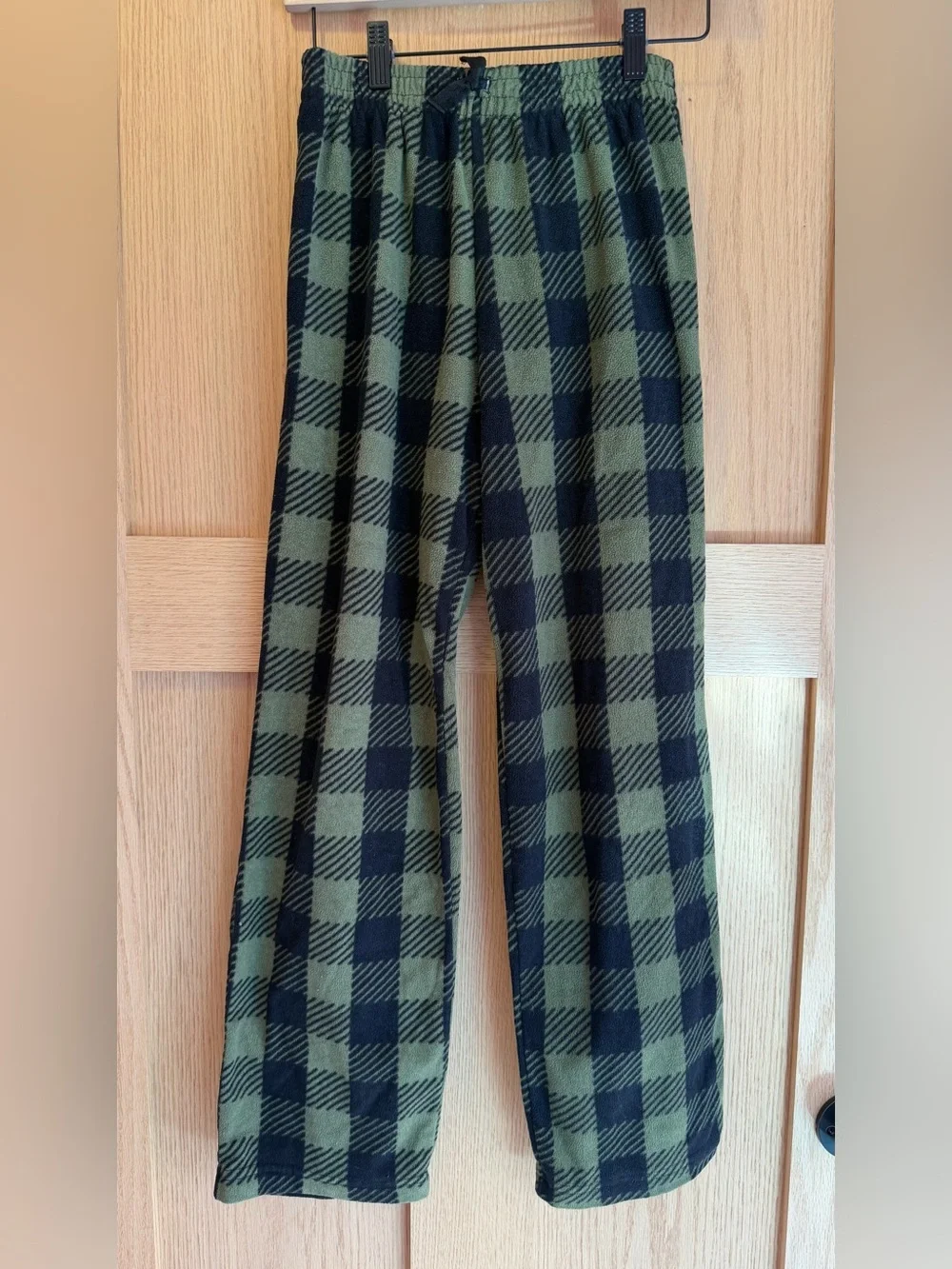 Kids Plaid Jogger Pants in Olive Green and Black